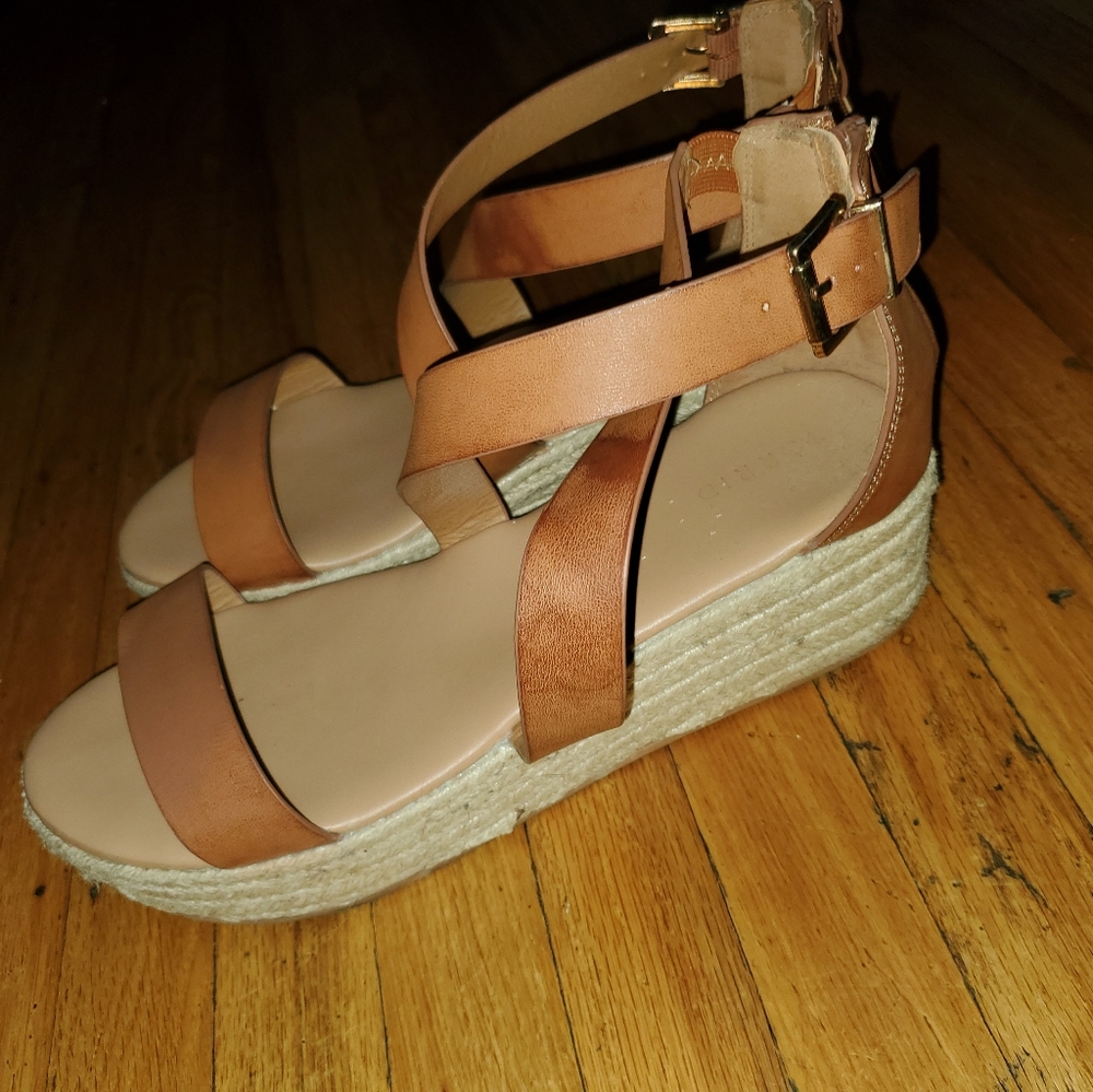 Torrid brown strappy sandal w/ espadrille platform